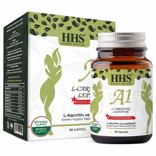 HHS A1 L-Carnitine Lepidium Cam Şişe 30 Bitkisel Kapsül